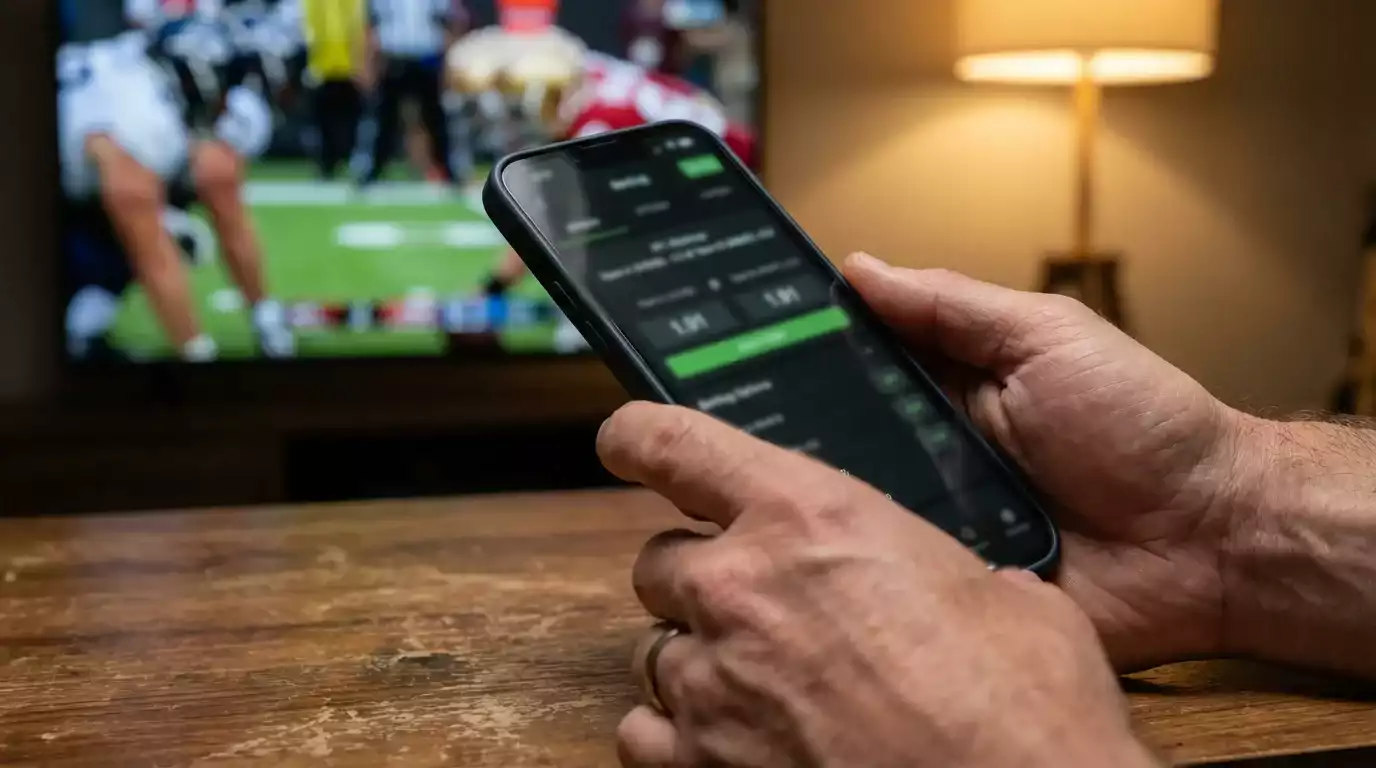 Pantalla de apuestas deportivas mostrando mercados de la NFL con spread y moneyline